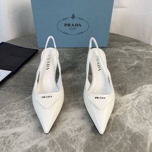 Prada White Slingback Heels